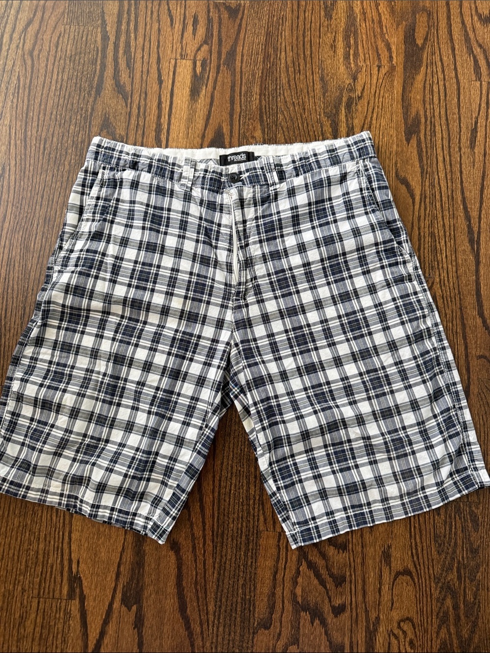Threads by Saks Fifth Avenue Navy, green and White Plaid Flat Front Men’s Shorts